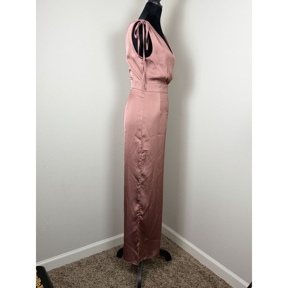 Skies Are Blue Satin Jumpsuit XS Mauve Pink Tie Shoulder Wide Leg NWT - Picture 4 of 15